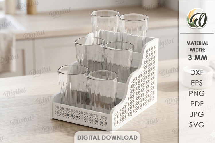 Home Organizer Laser Cut. Glass Holder. Storage Box SVG