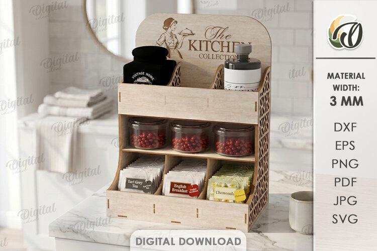 Kitchen Organizer Laser Cut. Home Organizer. Storage Box SVG example image 1