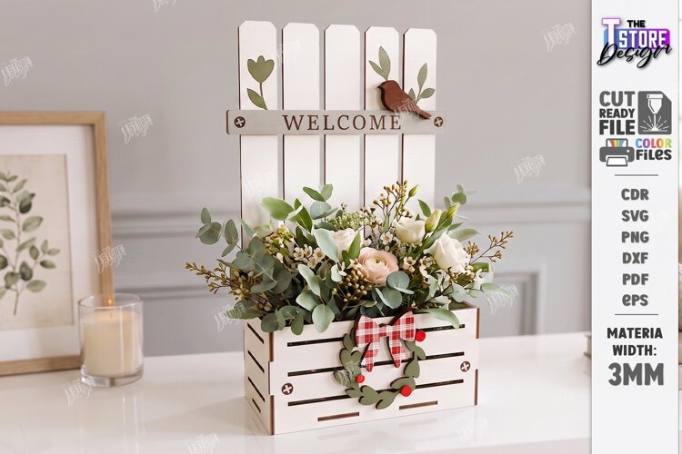 Home Planter Laser Cut | 3D Flower Planter | Home Decor SVG example image 1
