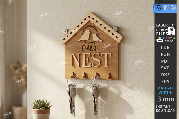 Wall Key Holder Laser Cut | Housewarming Gift | Key Hanger