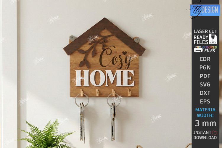 Wall Key Holder Laser Cut | Housewarming Gift | Key Hanger