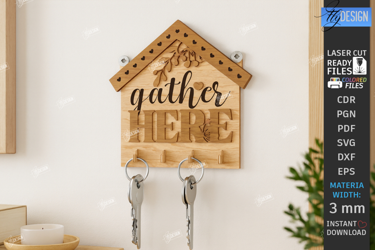 Wall Key Holder Laser Cut | Housewarming Gift | Key Hanger