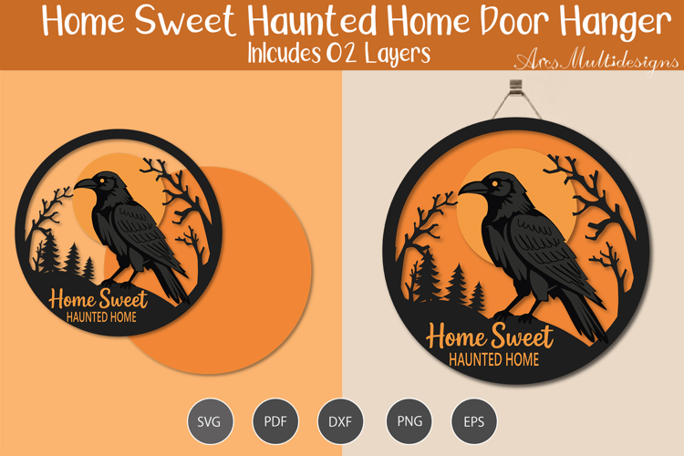 Raven Home Sweet Haunted Home Door Hanger