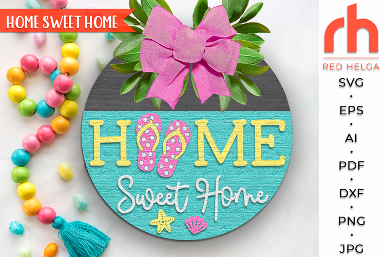 Flip Flops Welcome Door Sign SVG, Summer Hanger Cut File