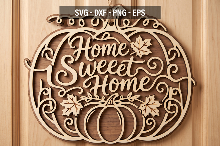 Home Sweet Home Pumpkin SVG , Autumn Door Hanger SVG, Fall