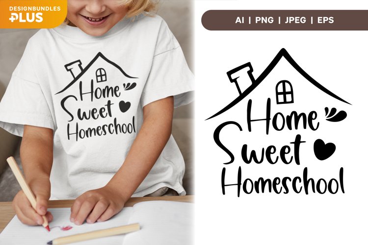 Home Sweet Homeschool with Love Shapes Sublimation Design