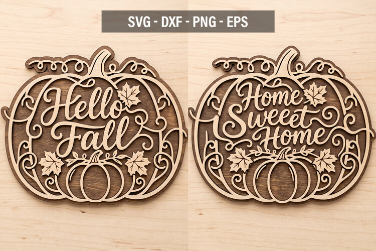 Home Sweet Home Pumpkin SVG , Autumn Door Hanger SVG, Fall example image 1