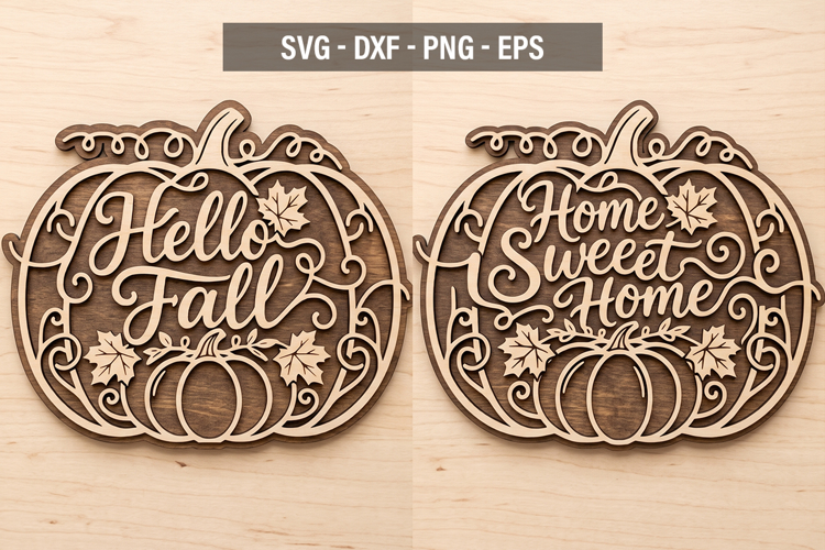 Home Sweet Home Pumpkin SVG , Autumn Door Hanger SVG, Fall