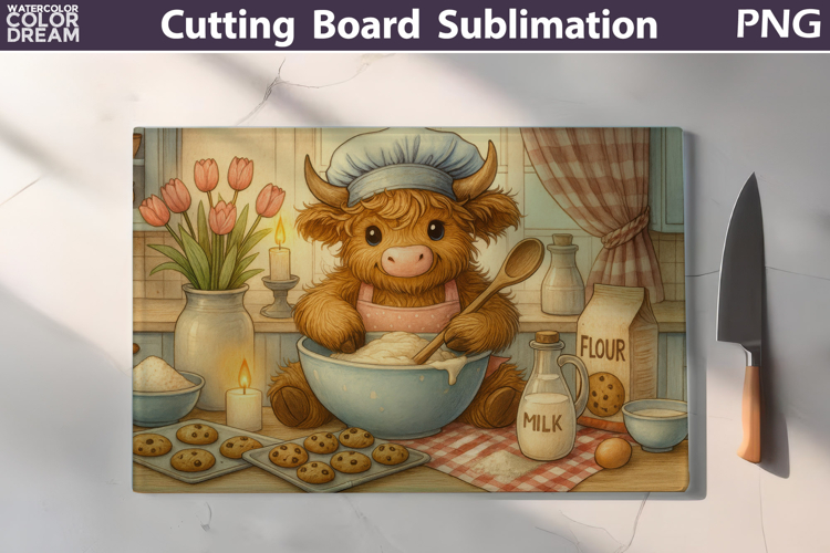 Funny Highland Cow Cutting Board| True Happiness is Homemade