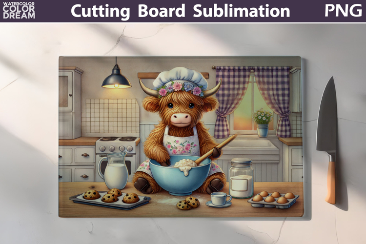 Funny Highland Cow Cutting Board| True Happiness is Homemade