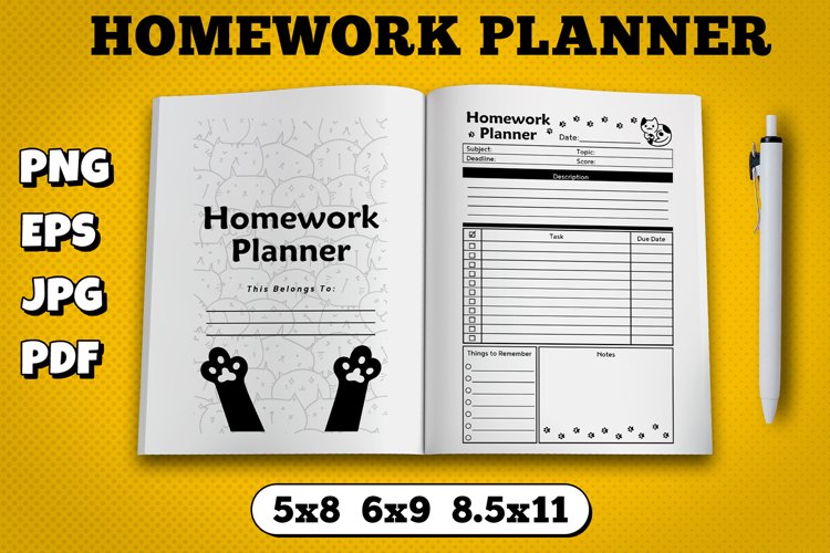 Amazon kdp homework plannerinterior for kindle publisher example image 1