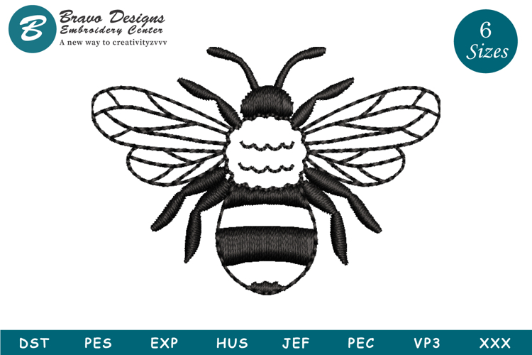Honey Bee Machine Embroidery Design | Bumble Bee Embroidery