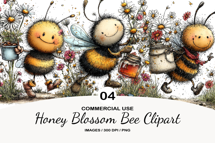 Honey Blossom Bee Clipart