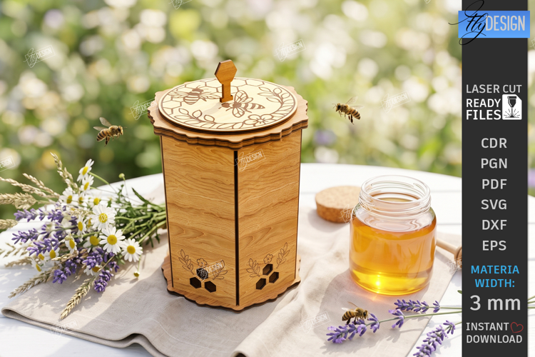 Honey Box Storage Laser Cut | Honeybee | Honeycomb Design