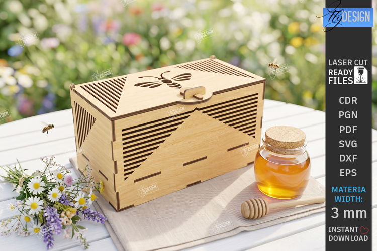Honey Box Storage Laser Cut | Honeybee | Honeycomb Design