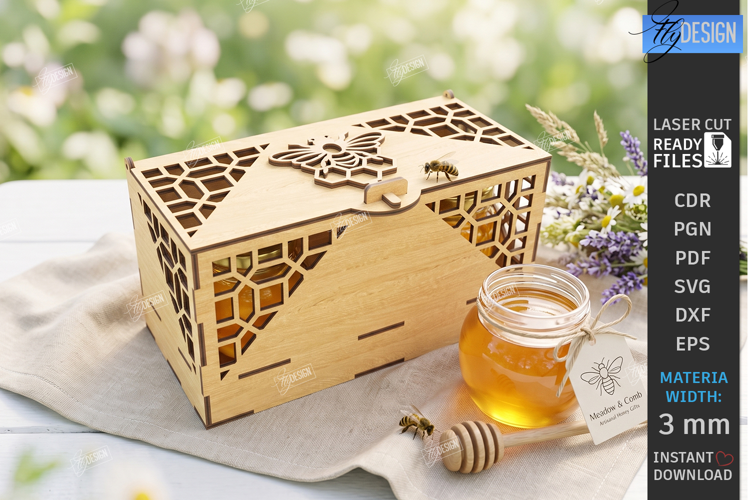 Honey Box Storage Laser Cut | Honeybee | Honeycomb Design