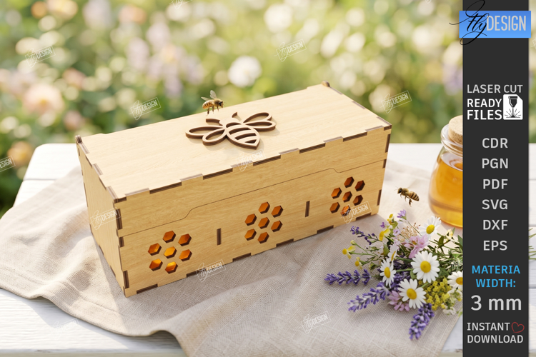 Honey Box Storage Laser Cut | Honeybee | Honeycomb Design