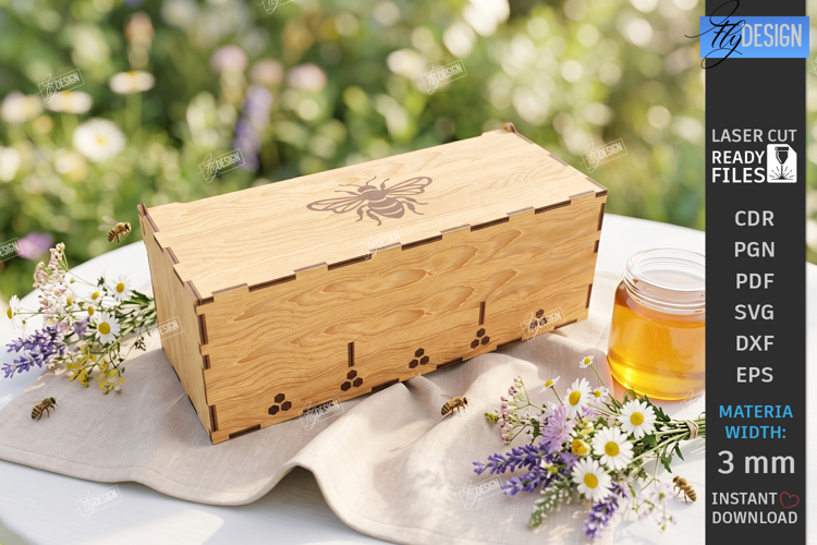 Honey Box Storage Laser Cut | Honeybee | Honeycomb Design