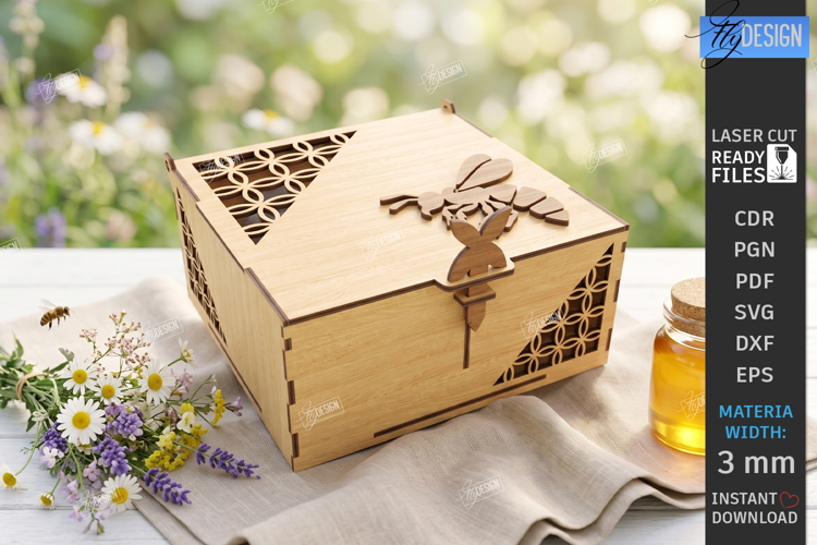 Honey Box Storage Laser Cut | Honeybee | Honeycomb Design