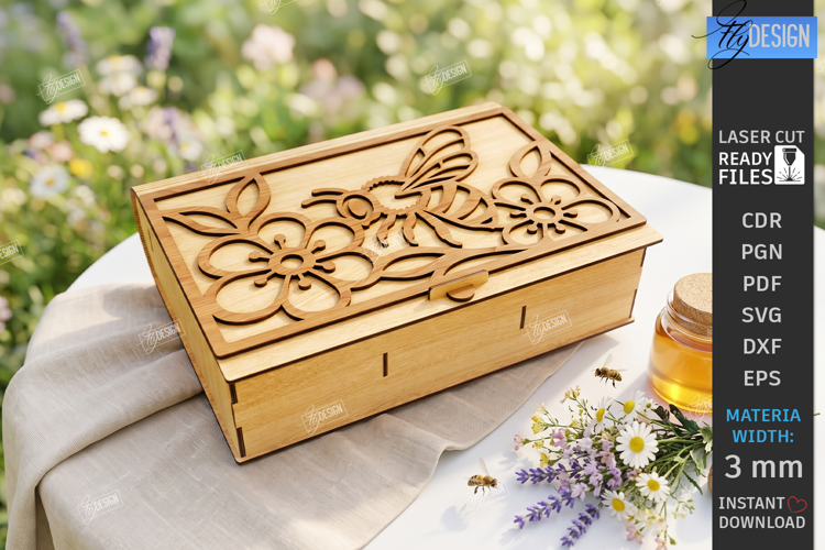 Honey Box Storage Laser Cut | Honeybee | Honeycomb Design