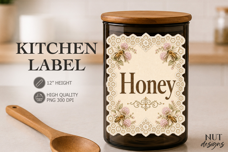 Vintage Honey Lace Kitchen Label pantry label