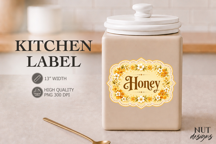 Golden Floral Honey Kitchen Label Pantry Label