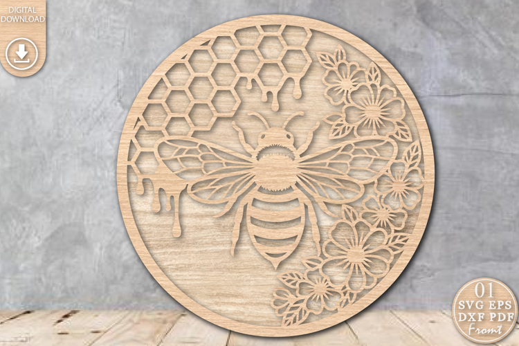 Honeybee Laser Cut File SVG Design example image 1