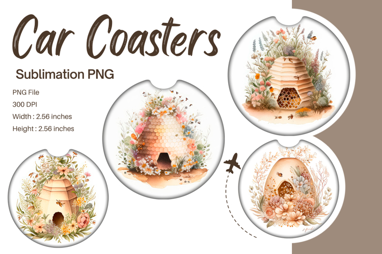 Honeycomb Car Coasters Sublimation Bee Car Accessories_10