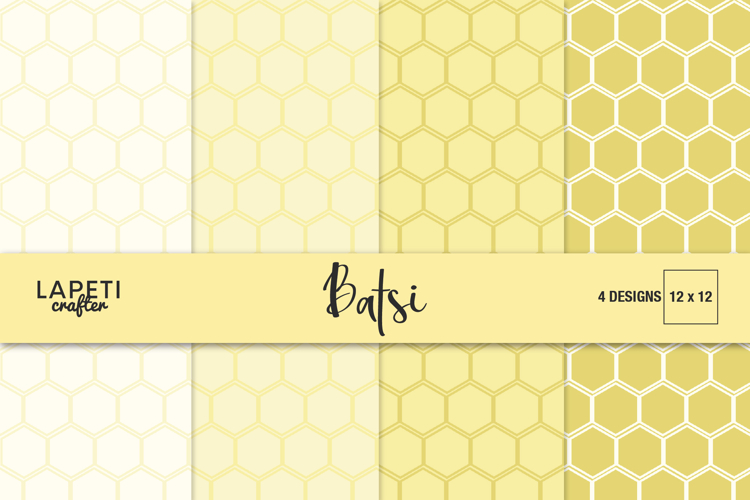 Honeycomb Digital Paper, Yellow Hexagon Pattern Backgrounds