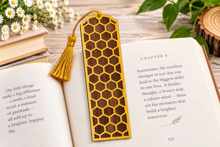 Honeycomb Grid Bookmark Laser SVG File