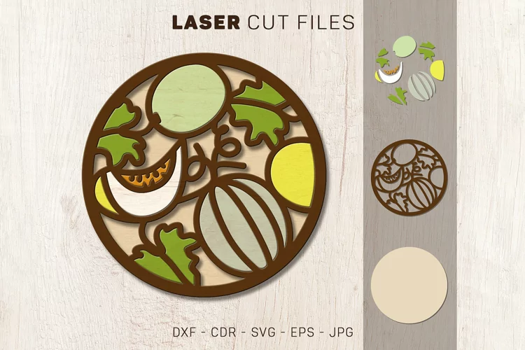 Honeydew Melon Coaster, Laser cut Svg