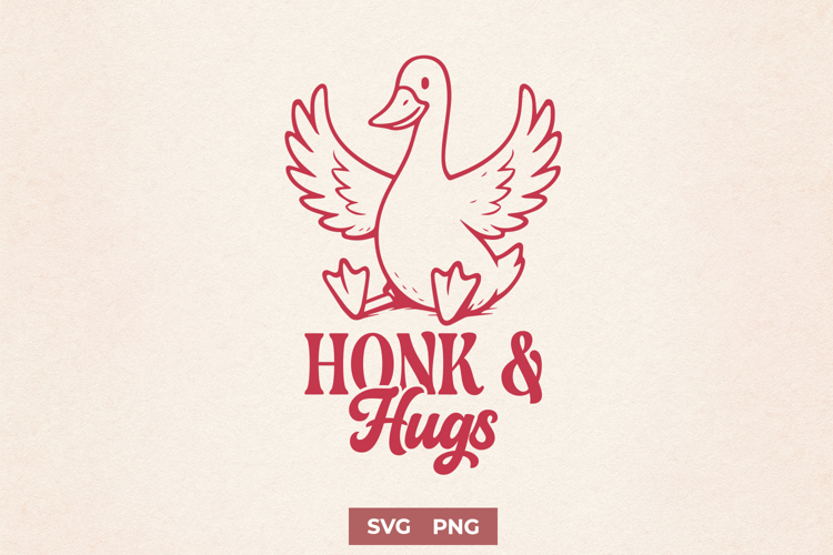 Cute Goose SVG PNG | Honk and Hugs Pun | Goose Love Clipart