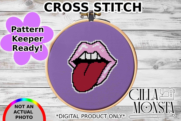 Lips & Tongue Cross Stitch Pattern Keeper Ready