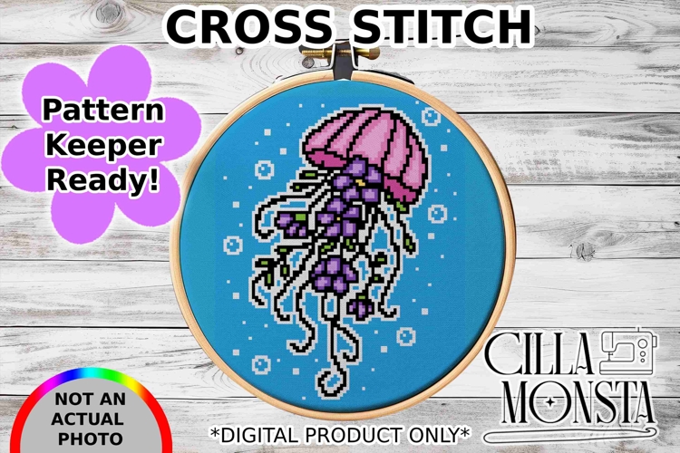 Jellyfish Flowers Cross Stitch Pattern Keeper Ready
