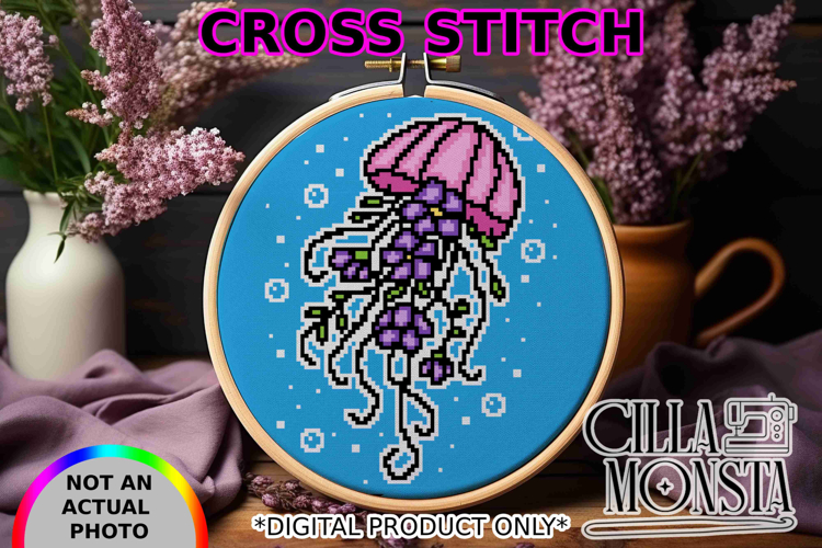 Jellyfish Flowers Graph Cross Stitch
