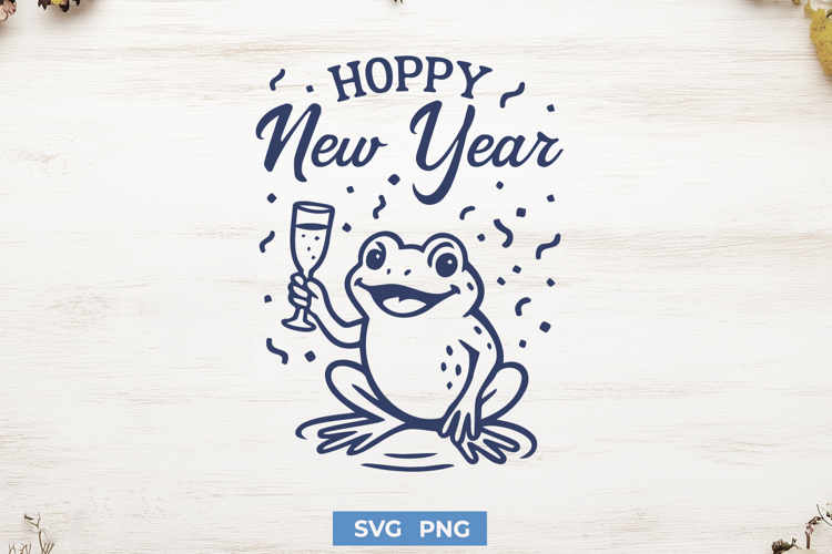 Hoppy New Year SVG PNG | Funny Frog New Year Cricut Cut File