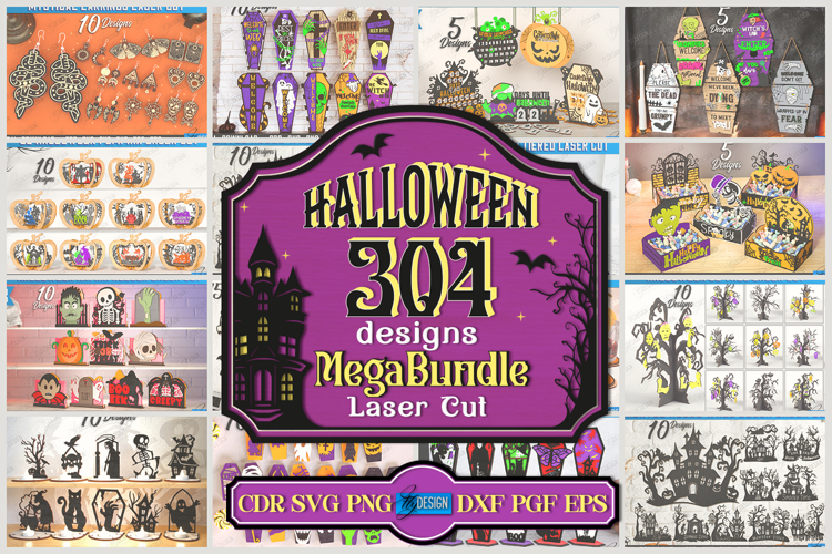 304 Halloween Mega Bundle Laser Cut, Halloween Decorations