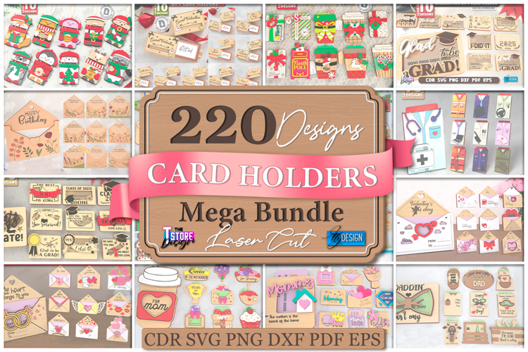 220 Card Holders Mega Bundle Laser Cut | Holidays Gift Ideas