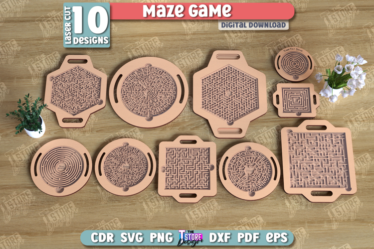 Maze Game Laser Cut Bundle, Wooden Puzzle Set, Board Game