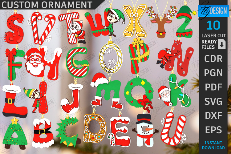 Christmas Letter Ornaments Bundle|Hanging Christmas Monogram