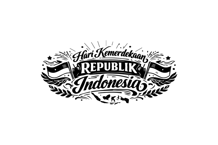 Horizontal Black and White Indonesian Independence Day Lette