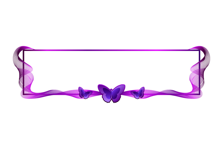 Horizontal frame and border art ornament with butterfly char