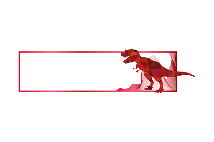Horizontal frame art ornament with polygonal dinosaur charac example image 1