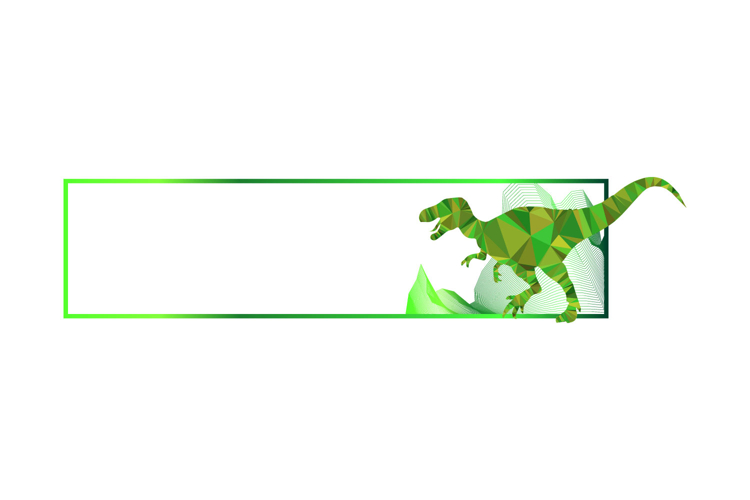 Horizontal frame art ornament with polygonal dinosaur charac