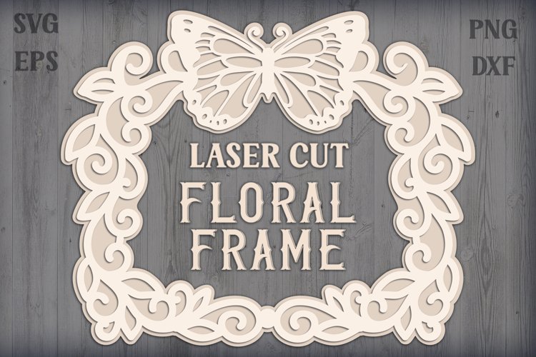 horizontal laser cut frame with butterfly