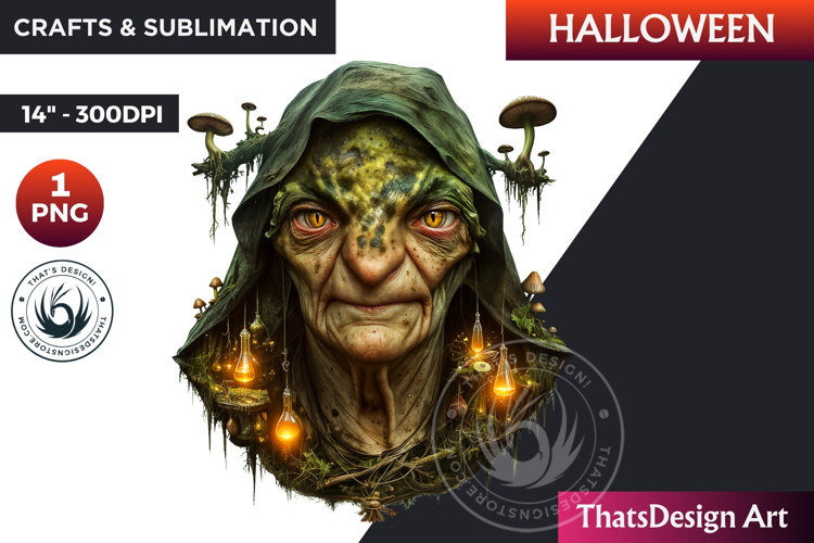 Horrific Halloween Witch Clipart, spooky Bad witch PNG