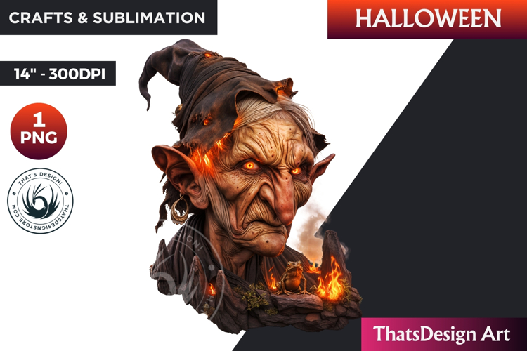 Horrific Halloween Witch Clipart, spooky Bad witch PNG