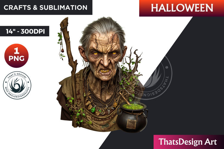 Horrific Halloween Witch Clipart, spooky Bad witch PNG