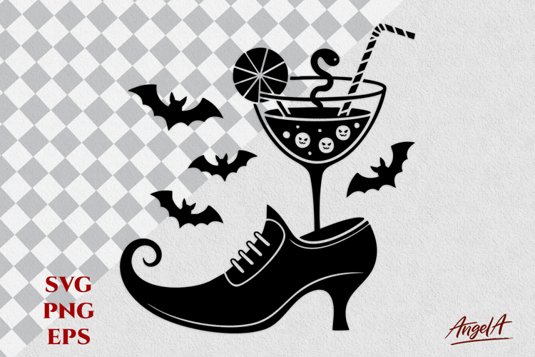 Witch boots SVG Witches brew Halloween silhouette SVG Bat