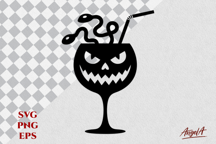 Jack o lantern face svg Halloween Witches brew Wine glass